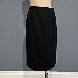 SALVATORE FERRAGAMO Navy Wool Tone On Tone Pin Stripe A-Line Skirt Waist 27"